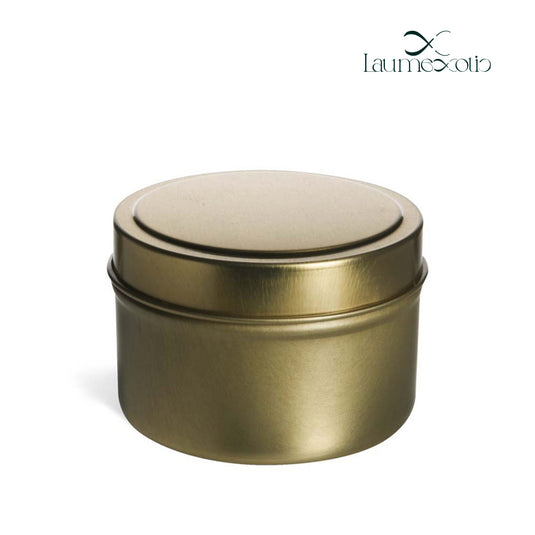 Laumexotic - 4 oz Gold Deep Tin Container with Slip Cover