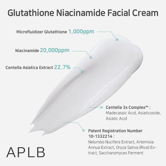 APLB Glutathione Niacinamide Facial Cream | LIPO GLUTA NIAC CEN™ 24.8% 1.86 FL.OZ