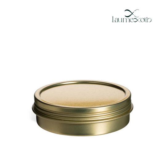 Laumexotic - 2 oz Gold Flat Tin Container with Screw-Top Cover