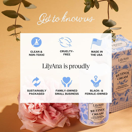 LilyAna Naturals Retinol Cream - Made in USA, Anti Aging Moisturizer for Face