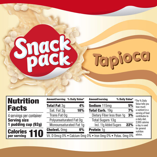 Snack Pack Tapioca Pudding, 4 Count Pudding Cups