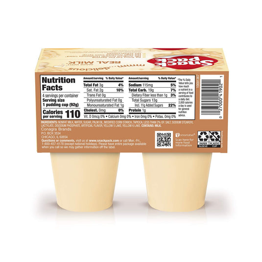 Snack Pack Tapioca Pudding, 4 Count Pudding Cups