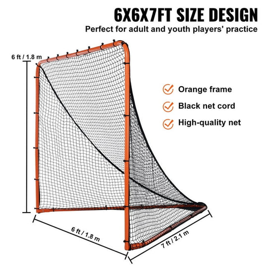 SKYSHALO 6'x6' Lacrosse Goal Net Folding Backyard Lacrosse Training Equipment Steel Frame Training Net