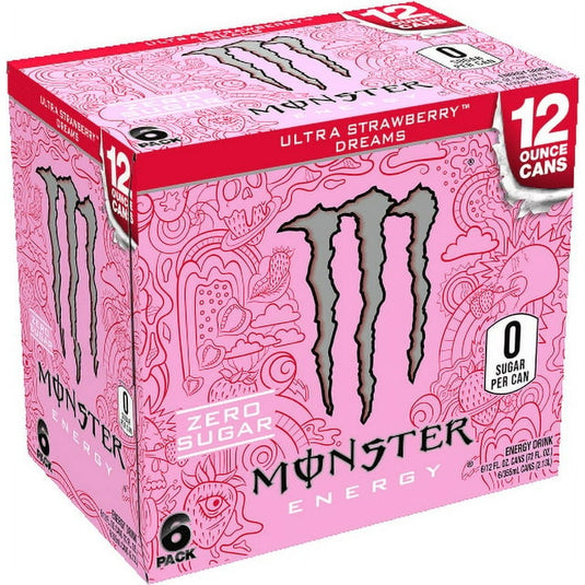 Monster Ultra Strawberry Dreams, Sugar Free Energy Drink,