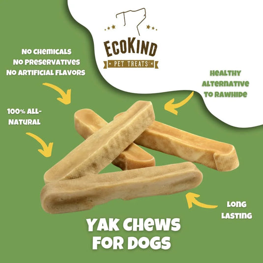 EcoKind Yak Milk Dog Chews for Large Dogs, Yak Stick Dog Treats, Himalayan Dog Chews, 1 lb Bag