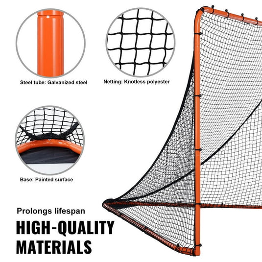 SKYSHALO 6'x6' Lacrosse Goal Net Folding Backyard Lacrosse Training Equipment Steel Frame Training Net