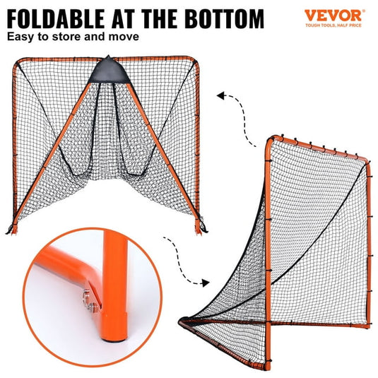 SKYSHALO 6'x6' Lacrosse Goal Net Folding Backyard Lacrosse Training Equipment Steel Frame Training Net