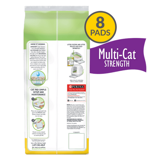 Tidy Cats Breeze Multi-Cat Strength Cat Pads, 8 count